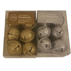 2 boxes of 12 pk Shatterproof Christmas Ornaments Silver and Gold